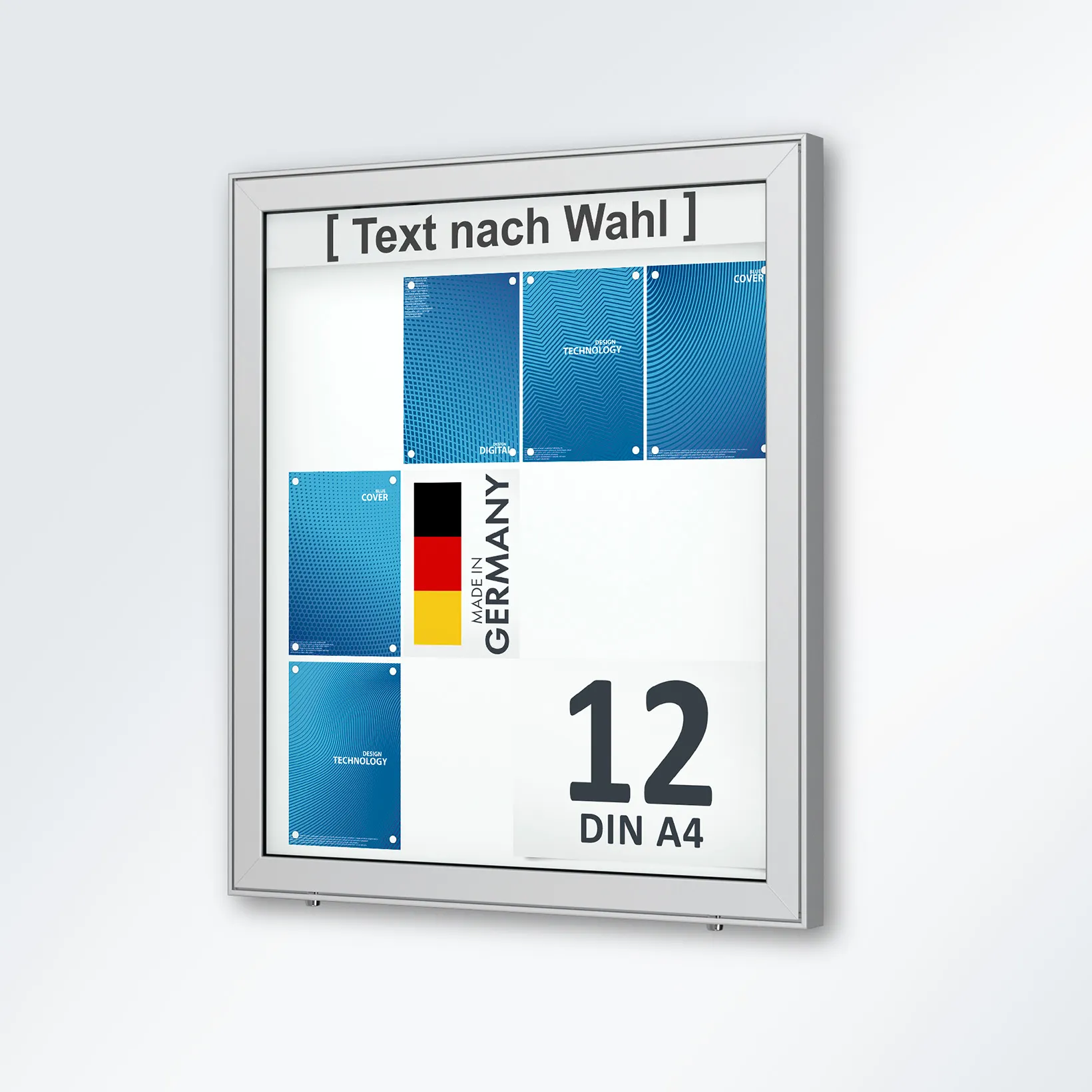 12 x DIN A4 Schaukasten Planus - Wandmontage