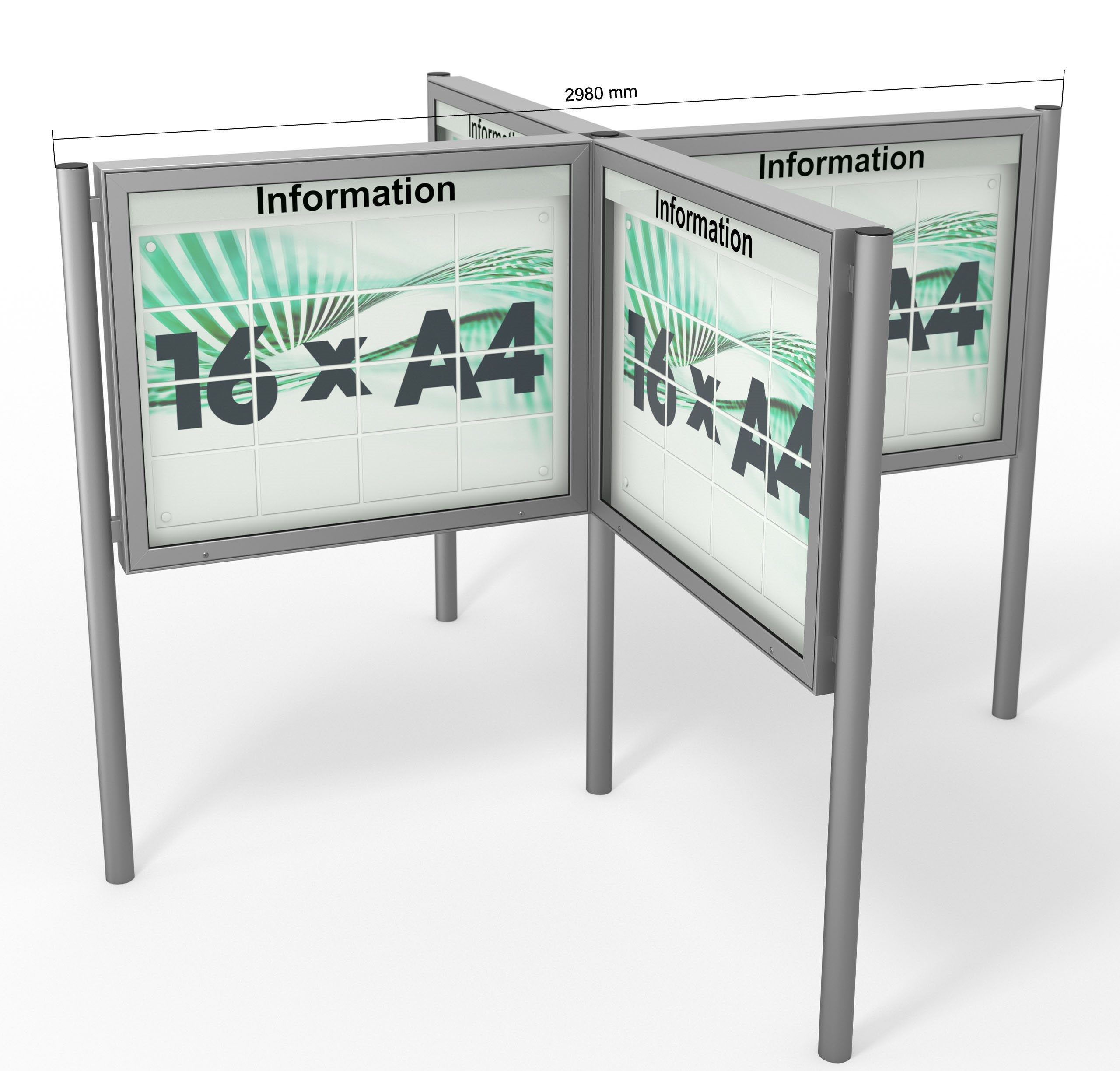 Schaukastenanlage - 4er Sternanlage - beidseitig Schaukastenanlage - 4er Sternanlage - beidseitig